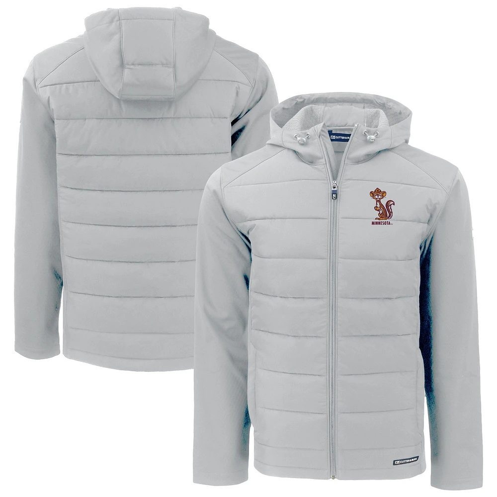 Men's Cutter & Buck Gray Minnesota Golden Gophers Vault Evoke Hybrid Eco Softshell Recycled Full-Zip Hooded Jacket