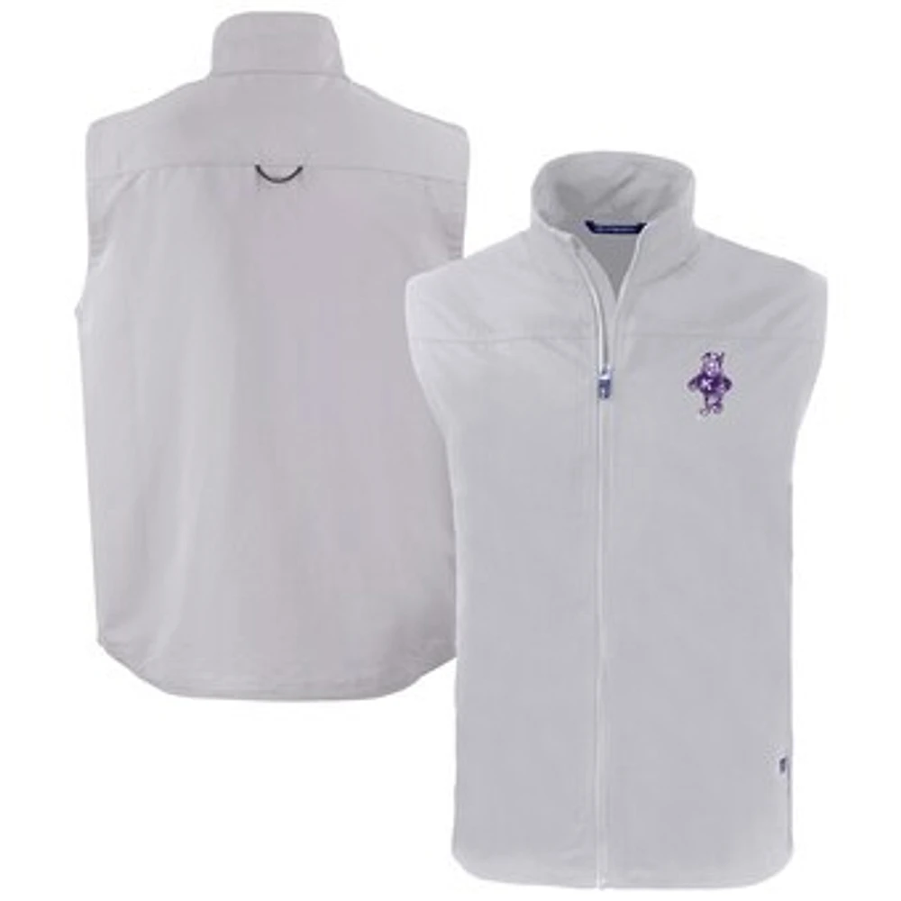 Men's Cutter & Buck Gray Kansas State Wildcats Vault Charter Eco Recycled Full-Zip Vest