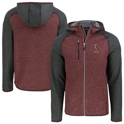 Men's Cutter & Buck Heather Maroon/Heather Charcoal Minnesota Golden Gophers Vault Mainsail Full-Zip Raglan Hooded Jacket