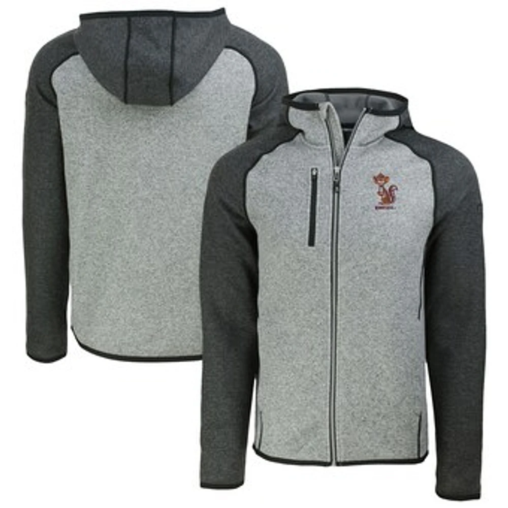 Men's Cutter & Buck Heather Gray/Heather Charcoal Minnesota Golden Gophers Vault Mainsail Full-Zip Raglan Hooded Jacket