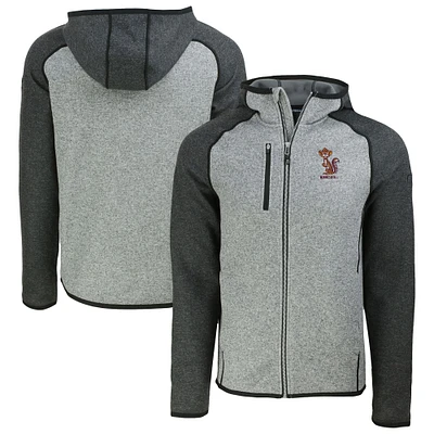 Men's Cutter & Buck Heather Gray/Heather Charcoal Minnesota Golden Gophers Vault Mainsail Full-Zip Raglan Hooded Jacket