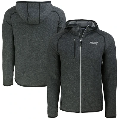 Men's Cutter & Buck Heather Charcoal Montana State Bobcats Vault Mainsail Full-Zip Raglan Hooded Jacket