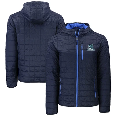 Men's Cutter & Buck Navy Citadel Bulldogs Vault Rainier Primaloft Eco Full-Zip Hooded Jacket