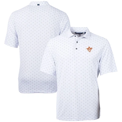 Men's Cutter & Buck White Texas Longhorns Vault DryTec Virtue Eco Pique Tile Print Recycled Polo