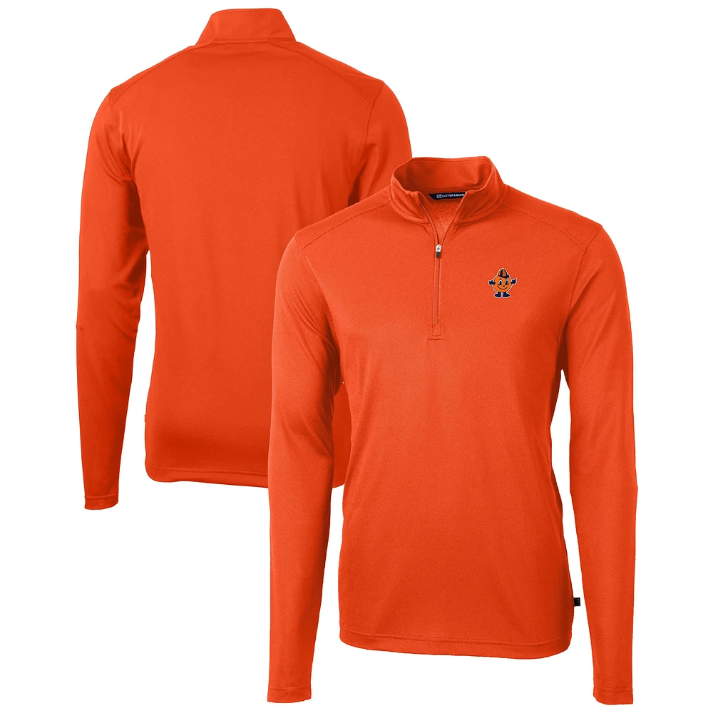 Men's Cutter & Buck Syracuse Orange Vault DryTec Virtue Eco Pique Recycled Quarter-Zip Top