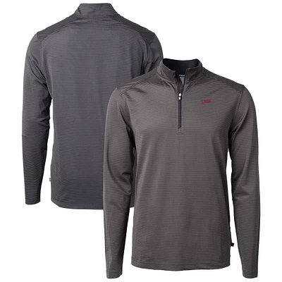 Men's Cutter & Buck / SMU Mustangs Vault DryTec Virtue Eco Pique Micro Stripe Recycled Quarter-Zip Pullover