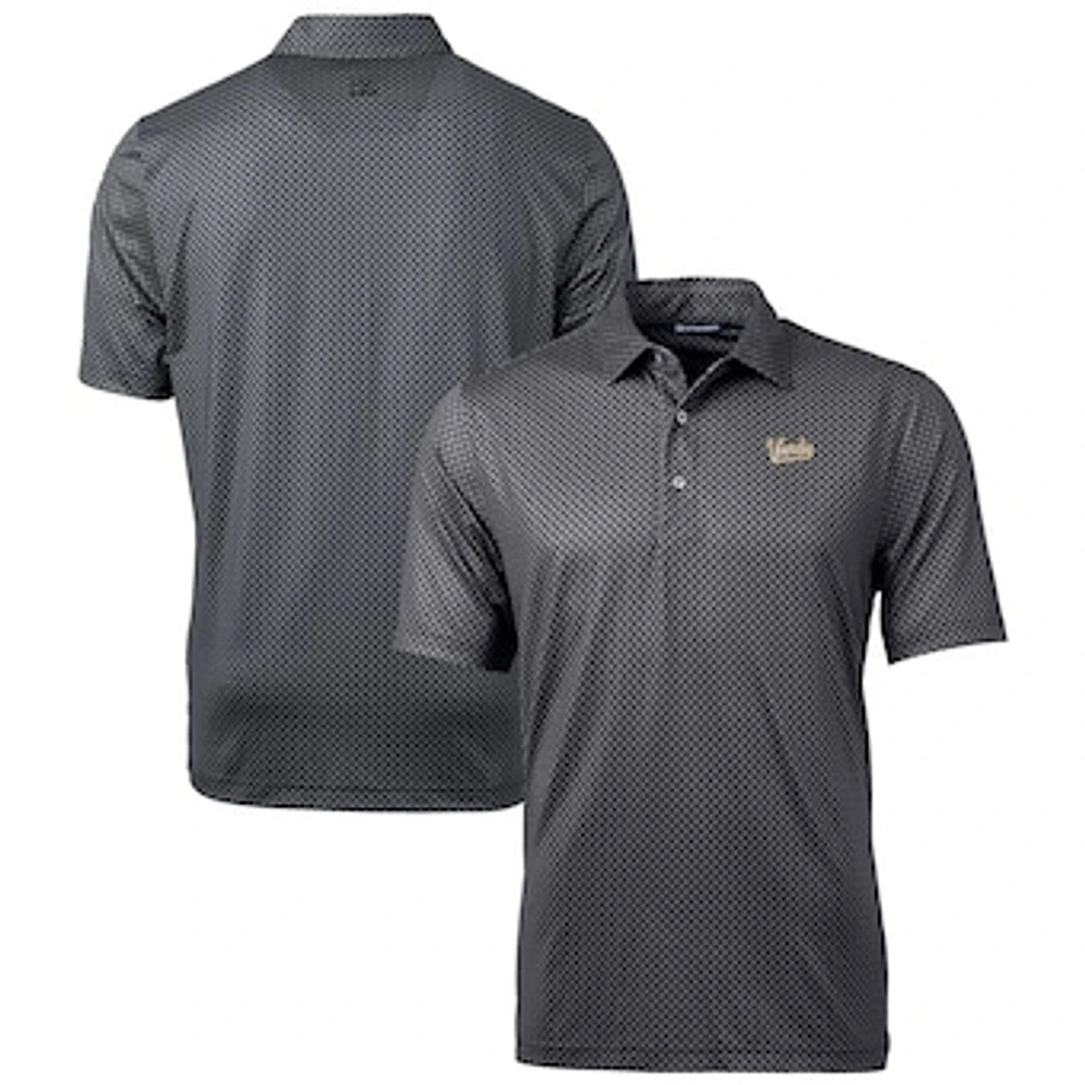 Men's Cutter & Buck Black Vanderbilt Commodores Vault Pike Banner Print Stretch Polo