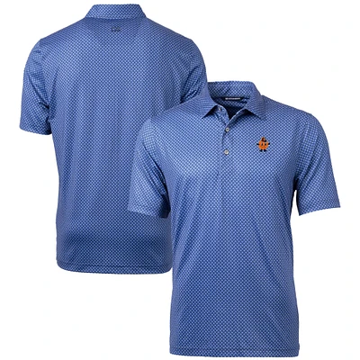 Men's Cutter & Buck Navy Syracuse Orange Vault Pike Banner Print Stretch Polo