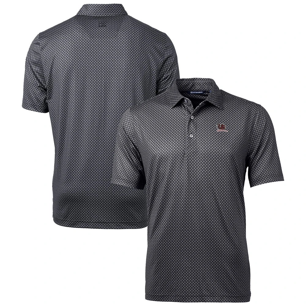Men's Cutter & Buck Black South Carolina Gamecocks Vault Pike Banner Print Stretch Polo