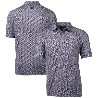 Men's Cutter & Buck Black Vanderbilt Commodores Vault Pike Magnolia Print Stretch Polo