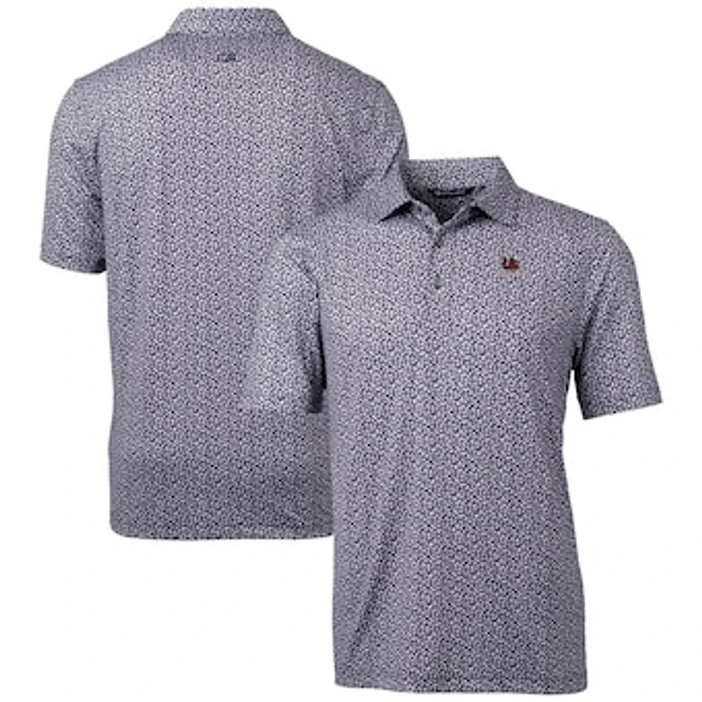 Men's Cutter & Buck Black South Carolina Gamecocks Vault Pike Magnolia Print Stretch Polo
