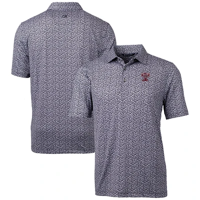 Men's Cutter & Buck Black Texas A&M Aggies Vault Pike Magnolia Print Stretch Polo