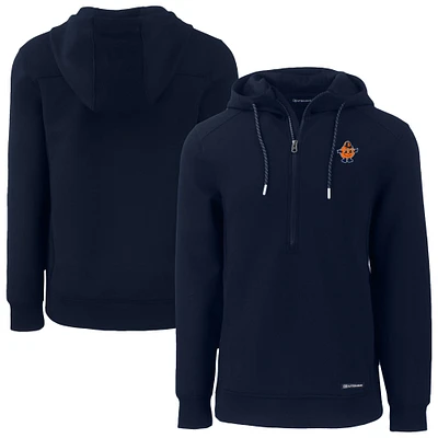 Men's Cutter & Buck Navy Syracuse Orange Roam Eco Recycled Half-Zip Hoodie