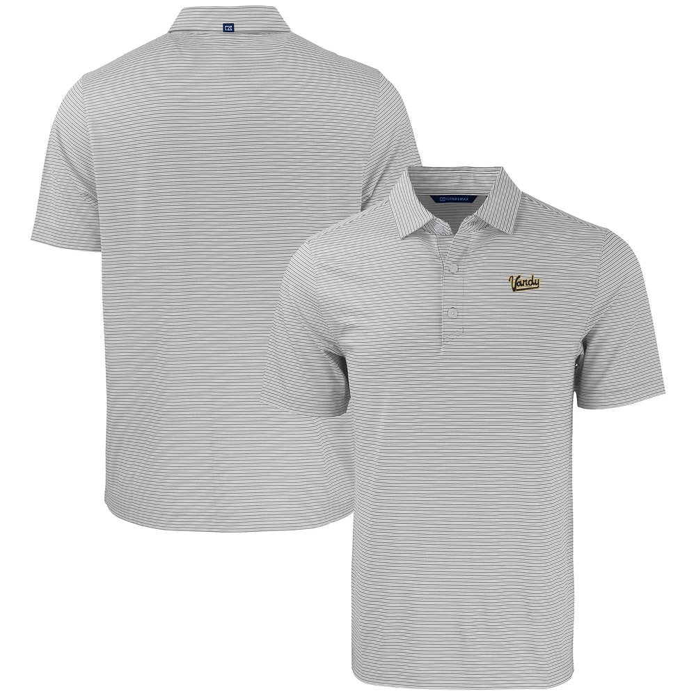 Men's Cutter & Buck Gray/White Vanderbilt Commodores Forge Eco Double Stripe Stretch Recycled Tri-Blend Polo