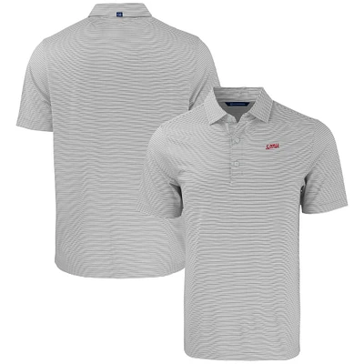Men's Cutter & Buck Gray/White SMU Mustangs Forge Eco Double Stripe Stretch Recycled Tri-Blend Polo