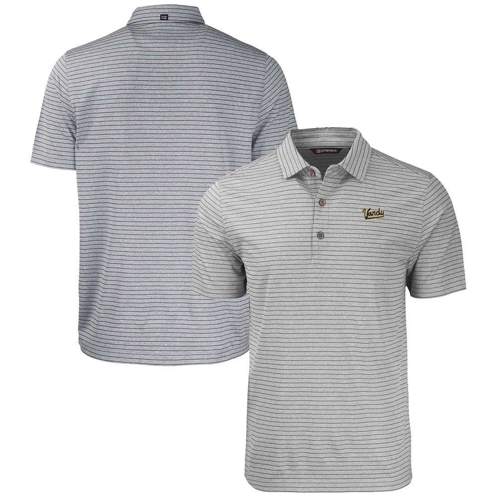 Men's Cutter & Buck Heather Vanderbilt Commodores Vault Forge Eco Heathered Stripe Stretch Recycled Polo