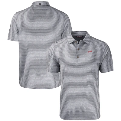 Men's Cutter & Buck Heather Black SMU Mustangs Vault Forge Eco Heathered Stripe Stretch Recycled Polo