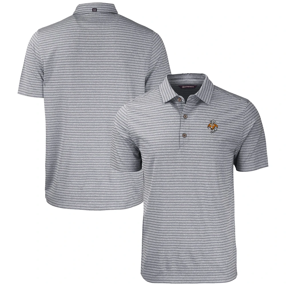 Men's Cutter & Buck Heather Tennessee Volunteers Vault Forge Eco Heathered Stripe Stretch Recycled Polo