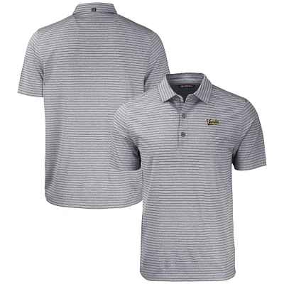 Men's Cutter & Buck Heather Black Vanderbilt Commodores Vault Forge Eco Heathered Stripe Stretch Recycled Polo