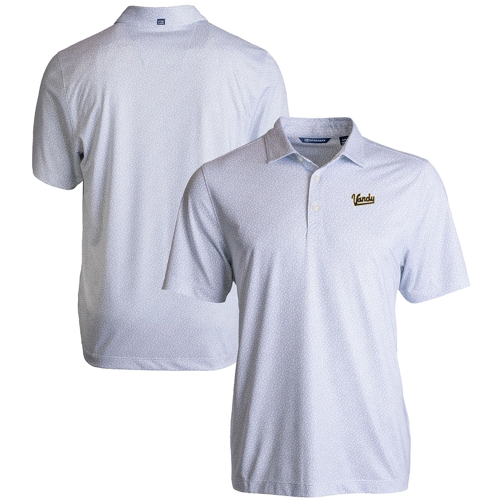 Men's Cutter & Buck White Vanderbilt Commodores Vault Pike Eco Pebble Print Stretch Recycled Polo