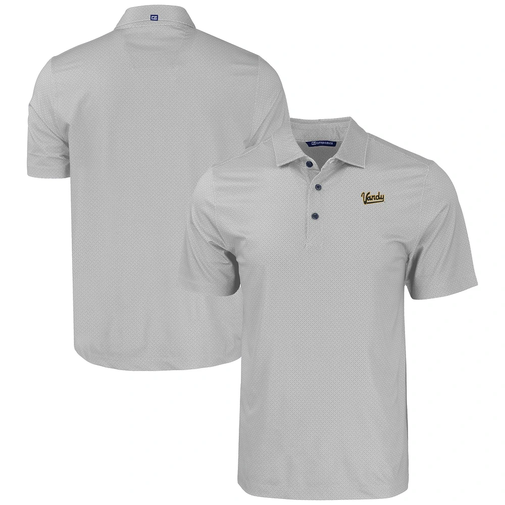 Men's Cutter & Buck Gray Vanderbilt Commodores Pike Eco Tonal Geo Print Stretch Recycled Polo