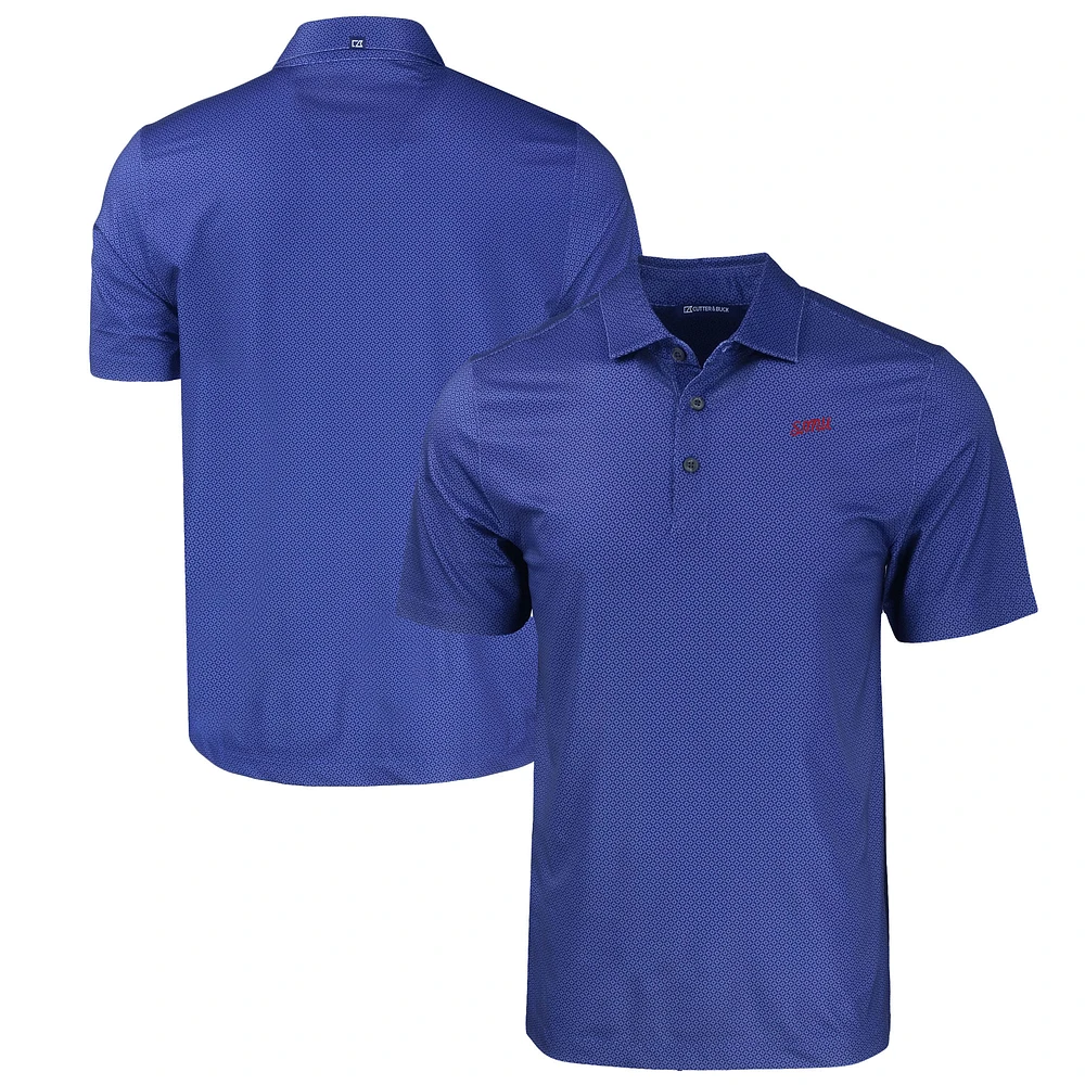 Men's Cutter & Buck Royal SMU Mustangs Pike Eco Tonal Geo Print Stretch Recycled Polo