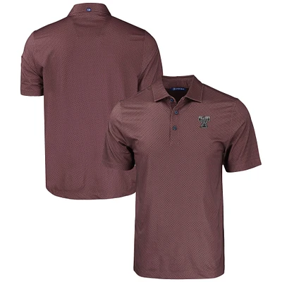 Men's Cutter & Buck Maroon Texas A&M Aggies Pike Eco Tonal Geo Print Stretch Recycled Polo