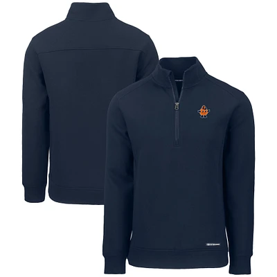 Men's Cutter & Buck Navy Syracuse Orange Roam Eco Recycled Quarter-Zip Sweatshirt