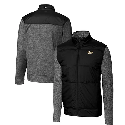 Men's Cutter & Buck Black Vanderbilt Commodores Vault Stealth Hybrid Quilted Full-Zip Windbreaker Jacket