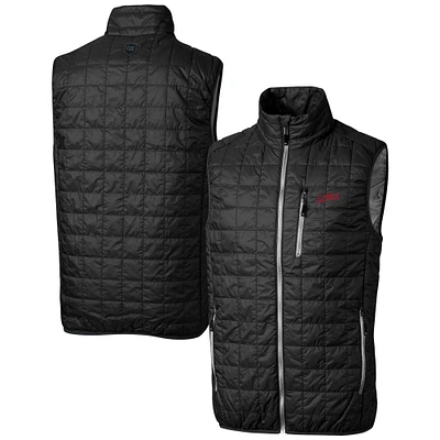 Men's Cutter & Buck Black SMU Mustangs Vault Rainier PrimaLoft Eco Insulated Full-Zip Puffer Vest