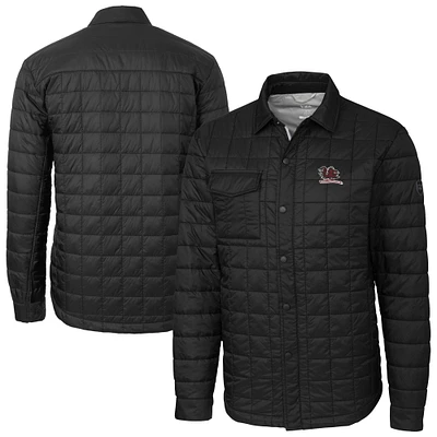 Men's Cutter & Buck Black South Carolina Gamecocks Vault Rainier PrimaLoft Eco Insulated Quilted Button-Up Shacket