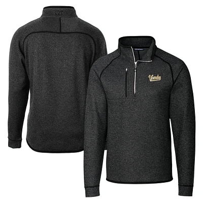 Men's Cutter & Buck Heather Charcoal Vanderbilt Commodores Vault Mainsail Sweater-Knit Raglan Half-Zip Jacket