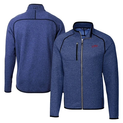 Men's Cutter & Buck Heather Royal SMU Mustangs Vault Mainsail Sweater-Knit Full-Zip Jacket