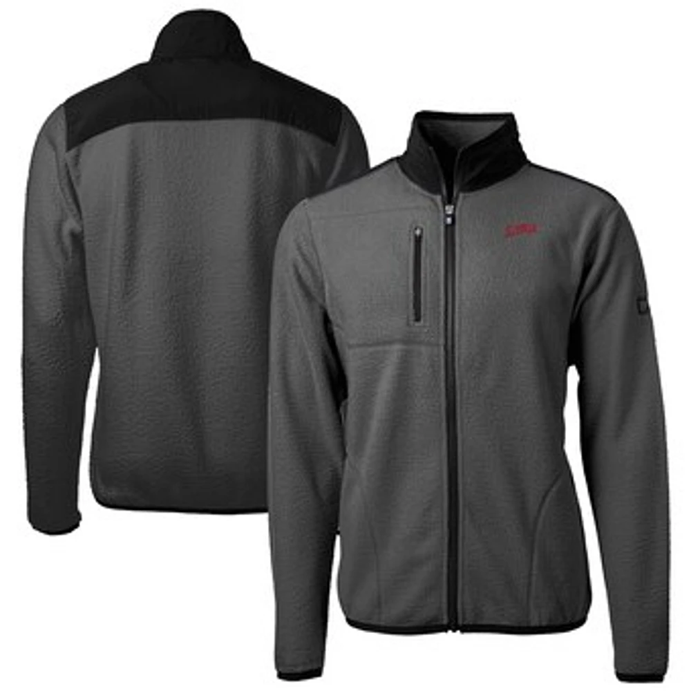 Men's Cutter & Buck Gray/Black SMU Mustangs Vault Cascade Eco Sherpa Fleece Full-Zip Jacket