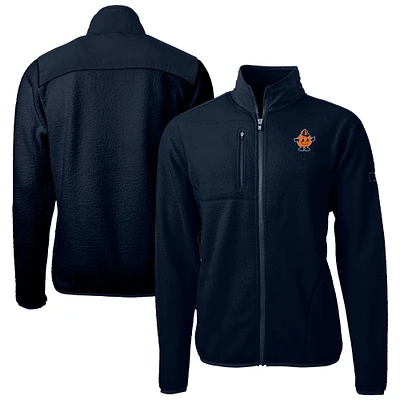 Men's Cutter & Buck Navy Syracuse Orange Vault Cascade Eco Sherpa Fleece Full-Zip Jacket