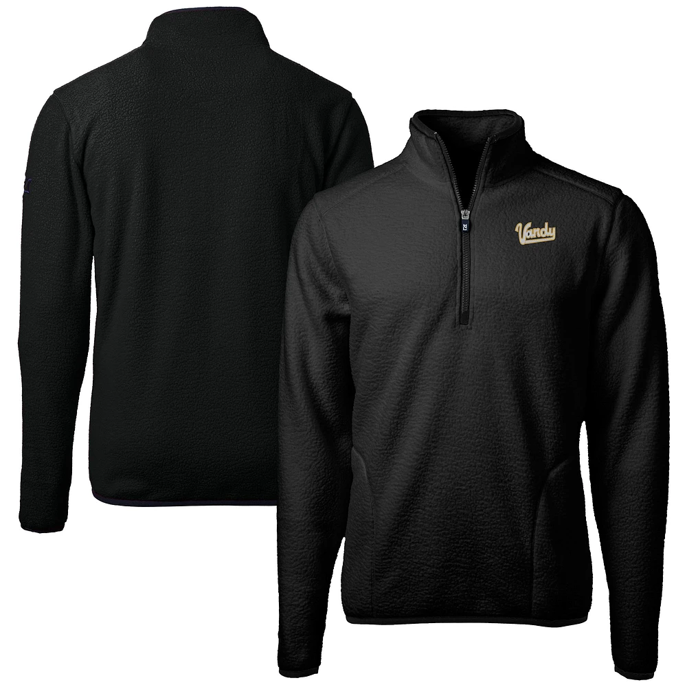 Men's Cutter & Buck Vanderbilt Commodores Vault Cascade Eco Sherpa Fleece Quarter-Zip Pullover Jacket