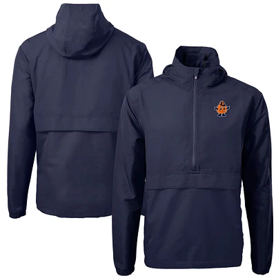 Men's Cutter & Buck Navy Syracuse Orange Vault Charter Eco Recycled Half-Zip Anorak Jacket