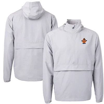 Men's Cutter & Buck Gray Syracuse Orange Vault Charter Eco Recycled Half-Zip Anorak Jacket