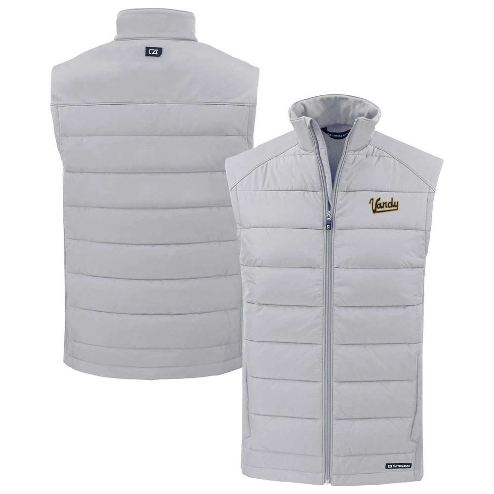 Men's Cutter & Buck Gray Vanderbilt Commodores Vault Evoke Hybrid Eco Softshell Recycled Full-Zip Vest