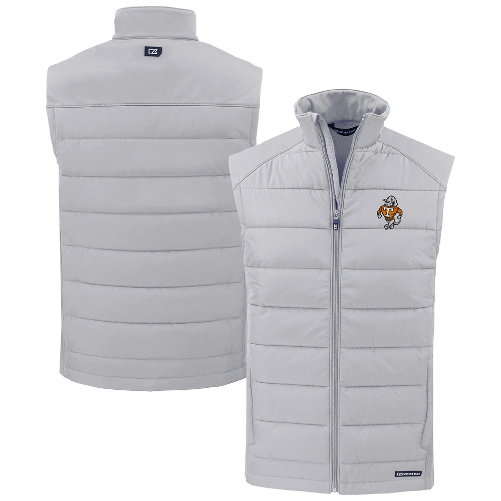 Men's Cutter & Buck Gray Tennessee Volunteers Vault Evoke Hybrid Eco Softshell Recycled Full-Zip Vest
