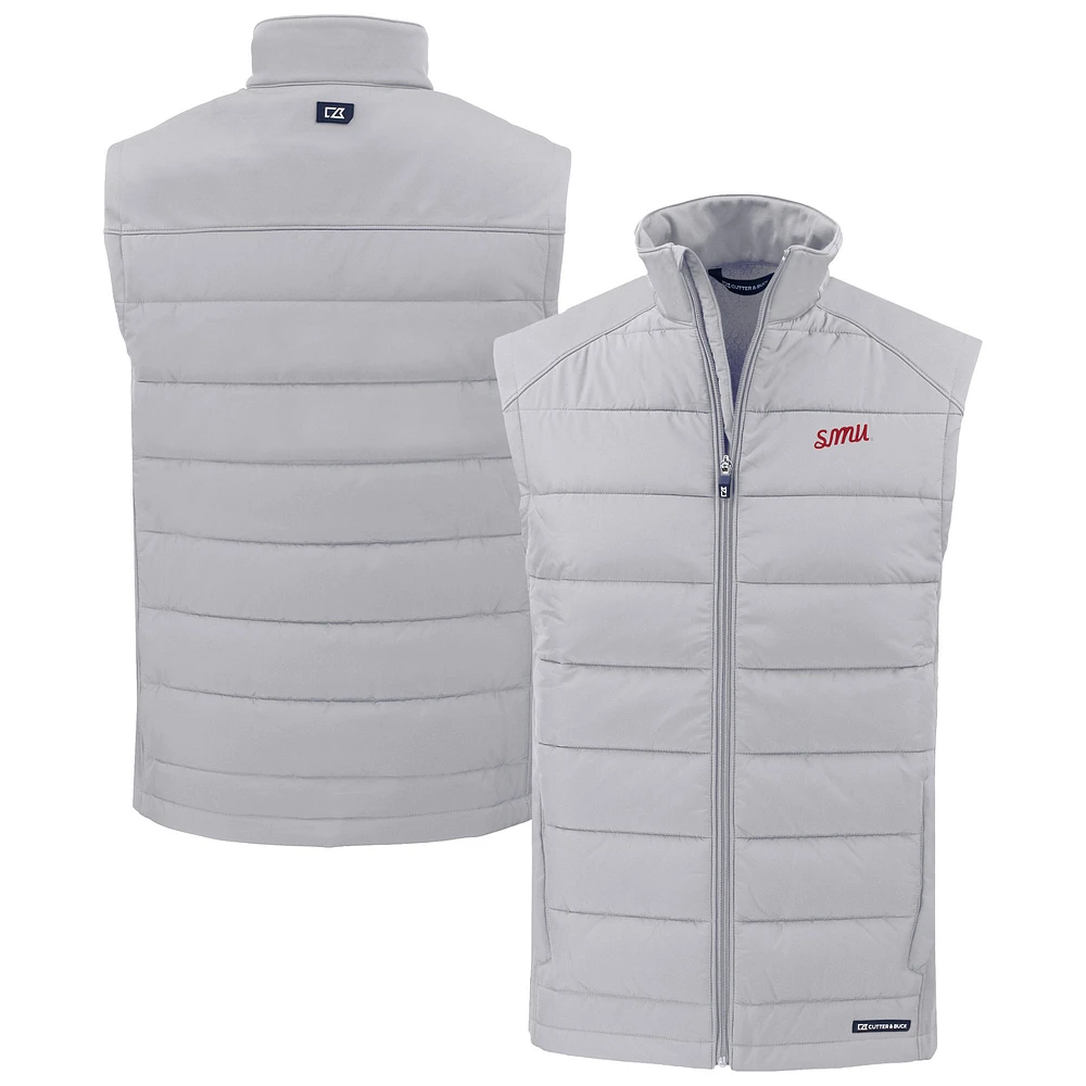 Men's Cutter & Buck SMU Mustangs Vault Evoke Hybrid Eco Softshell Recycled Full-Zip Vest