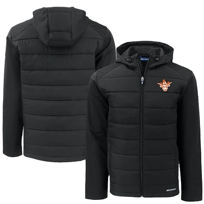 Men's Cutter & Buck Texas Longhorns Vault Evoke Hybrid Eco Softshell Recycled Full-Zip Hooded Jacket