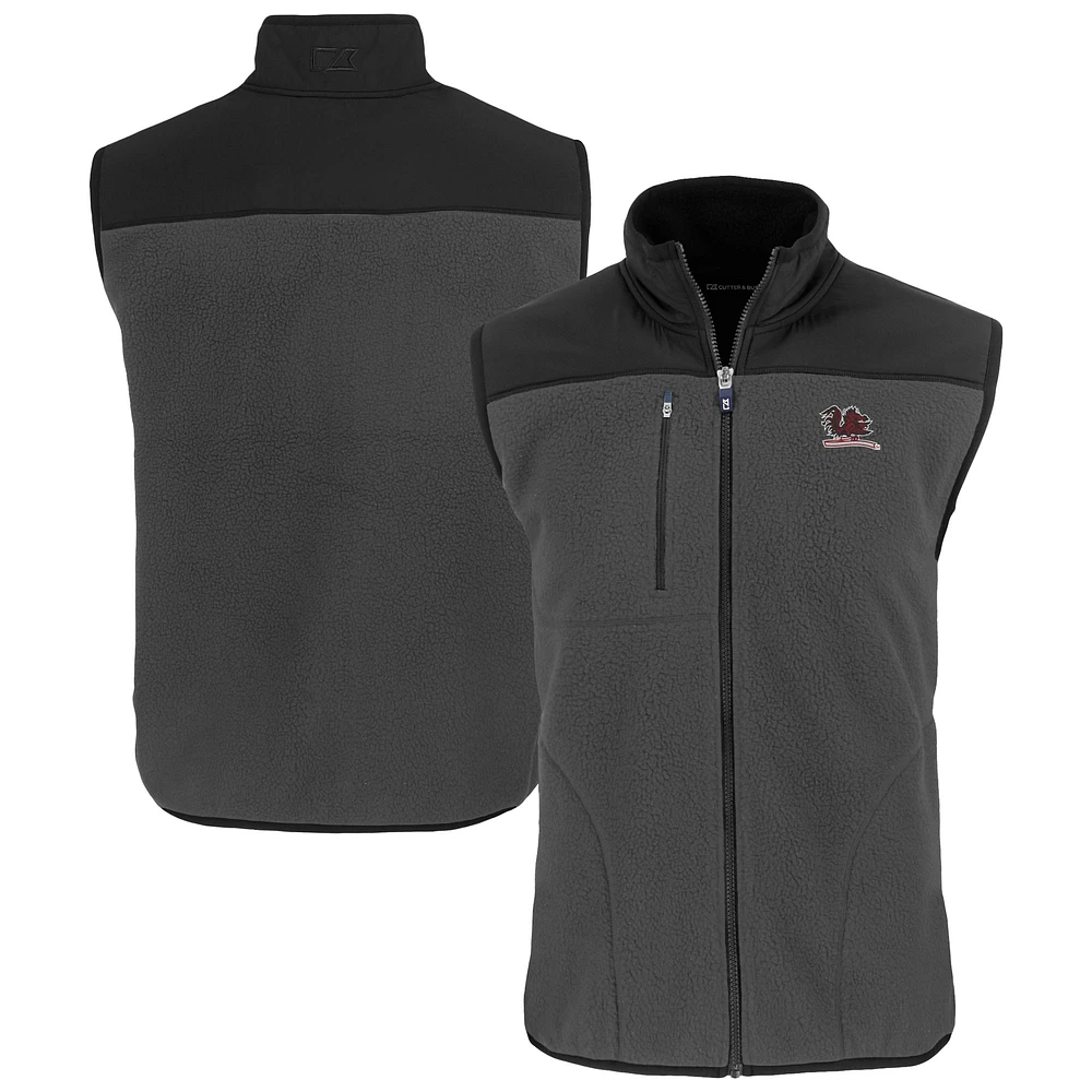 Men's Cutter & Buck Gray South Carolina Gamecocks Vault Cascade Eco Sherpa Fleece Full-Zip Vest