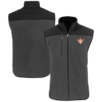 Men's Cutter & Buck Gray Texas Longhorns Vault Cascade Eco Sherpa Fleece Full-Zip Vest