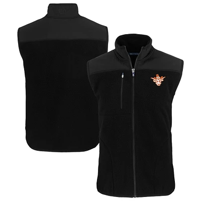 Men's Cutter & Buck Black Texas Longhorns Vault Cascade Eco Sherpa Fleece Full-Zip Vest