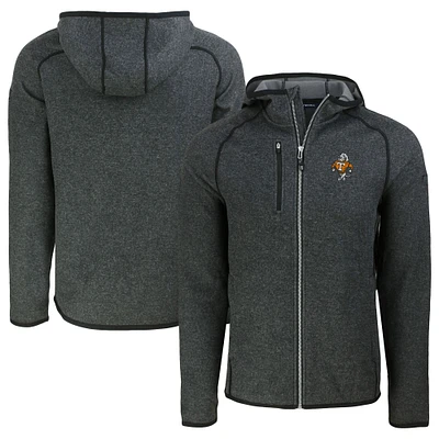Men's Cutter & Buck Heather Charcoal Tennessee Volunteers Vault Mainsail Full-Zip Raglan Hooded Jacket