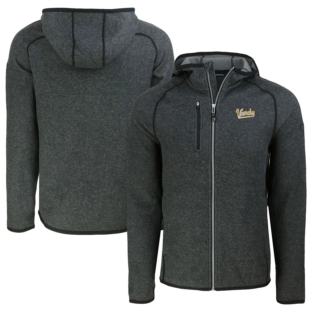 Men's Cutter & Buck Heather /Heather Charcoal Vanderbilt Commodores Vault Mainsail Full-Zip Raglan Hooded Jacket