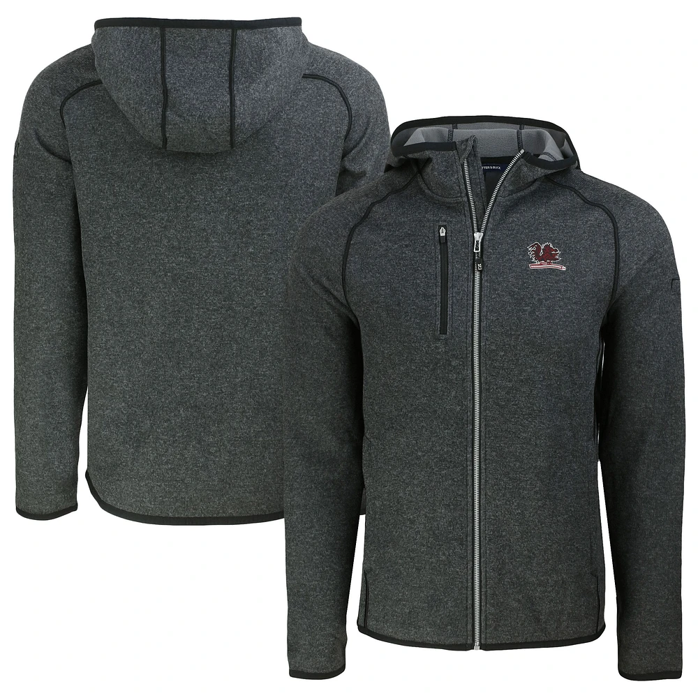 Men's Cutter & Buck Heather /Heather Charcoal South Carolina Gamecocks Vault Mainsail Full-Zip Raglan Hooded Jacket
