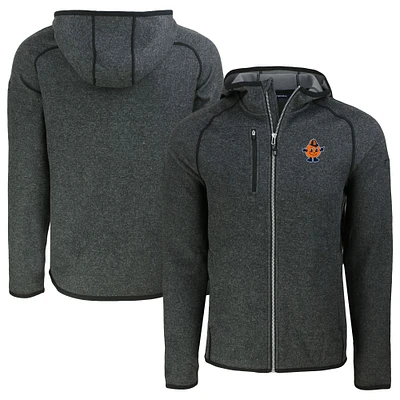 Men's Cutter & Buck Heather Charcoal Syracuse Orange Vault Mainsail Full-Zip Raglan Hooded Jacket