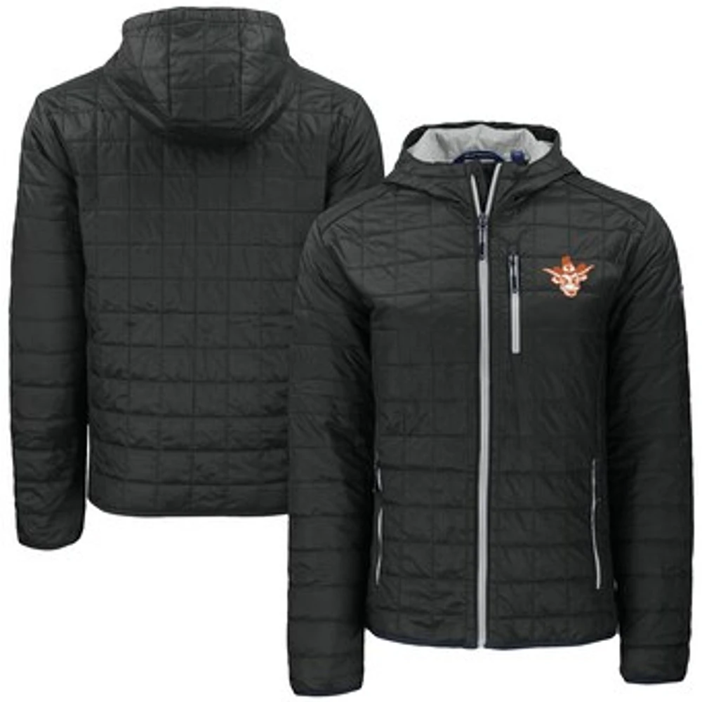 Men's Cutter & Buck Black Texas Longhorns Vault Rainier Primaloft Eco Full-Zip Hooded Jacket